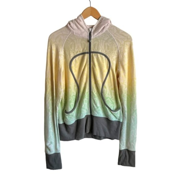 Lululemon Light Jacket Hoodie Size 8 Ombré Yellow Green - Picture 1 of 10